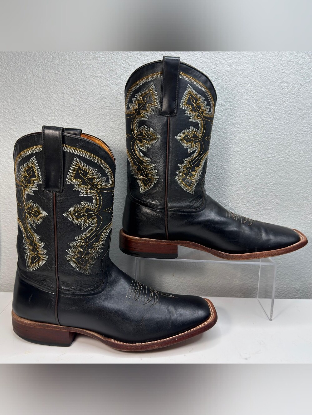 Horsepower By Anderson Bean Black Western Cowboy Boots HP1026 Square Toe 9/ 9.5D